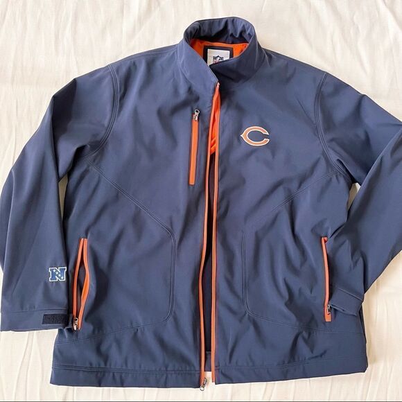 NFL Mens Full Zip Jacket Lined Jersey Bears Team Sport Apparel Windbreaker 2XL - Picture 1 of 5